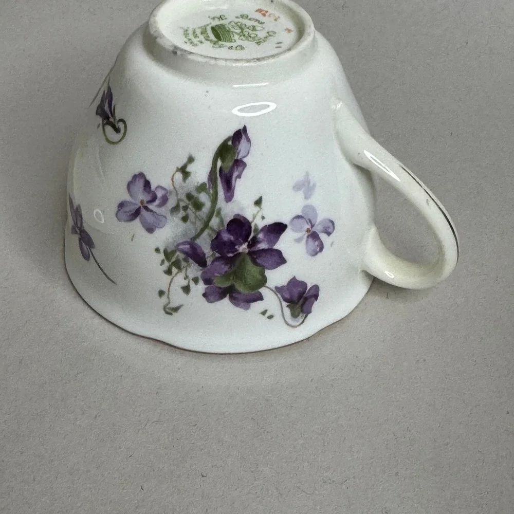 Hammersley Bone China Tea Cup and Saucer Set Purple Violets Gold Trim England